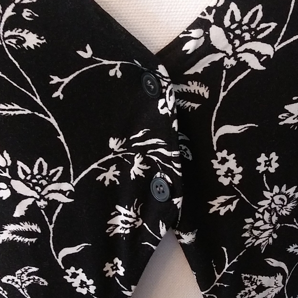 LOFT Rainforest Cutout Button Back Midi Dress, Floral Black and White. - Picture 11 of 15